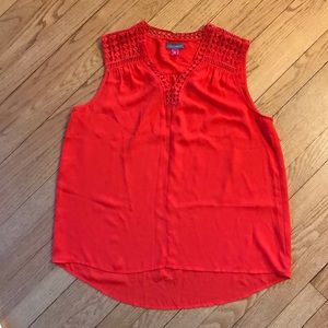 Vince Camuto Red Sleeveless Chiffon Blouse Lrg